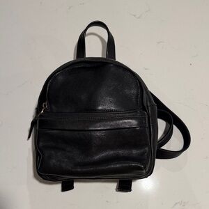 Madewell The Lorimer Mini Black Leather Backpack